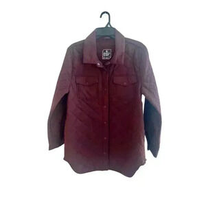 Mondetta Women's Quilted Shirt Jacket Burgundy Size M Casual Mid-Length